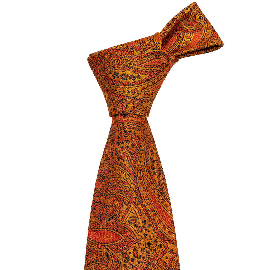 Golden Paisley Silk Tie, Pocket Square and Cufflinks Set tie sets - Sophisticated Gentlemen