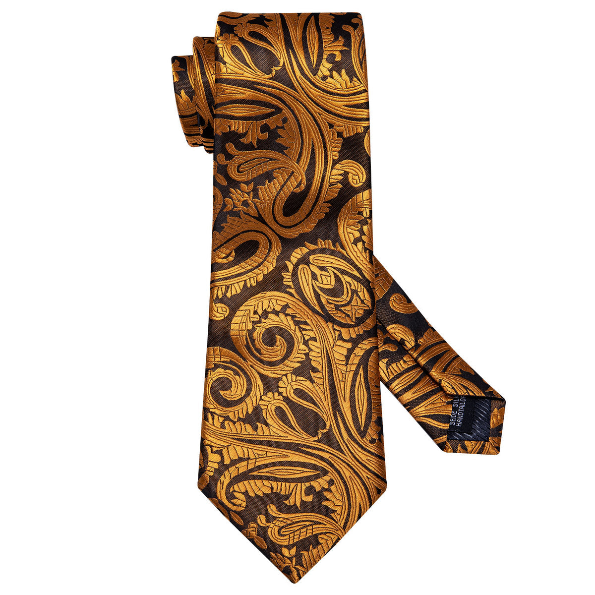Golden Paisley Tie, Pocket Square and Cufflinks Set tie sets - Sophisticated Gentlemen