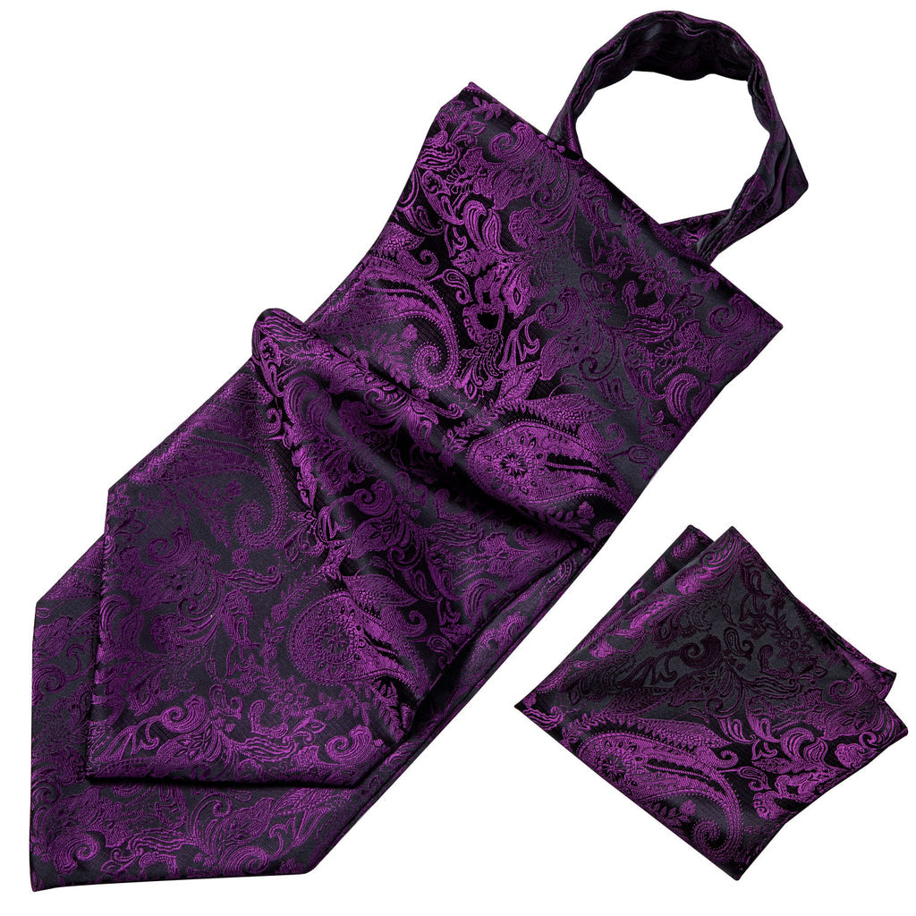 Purple Floral Ascot, Pocket Square and Cufflinks ascot - Sophisticated Gentlemen