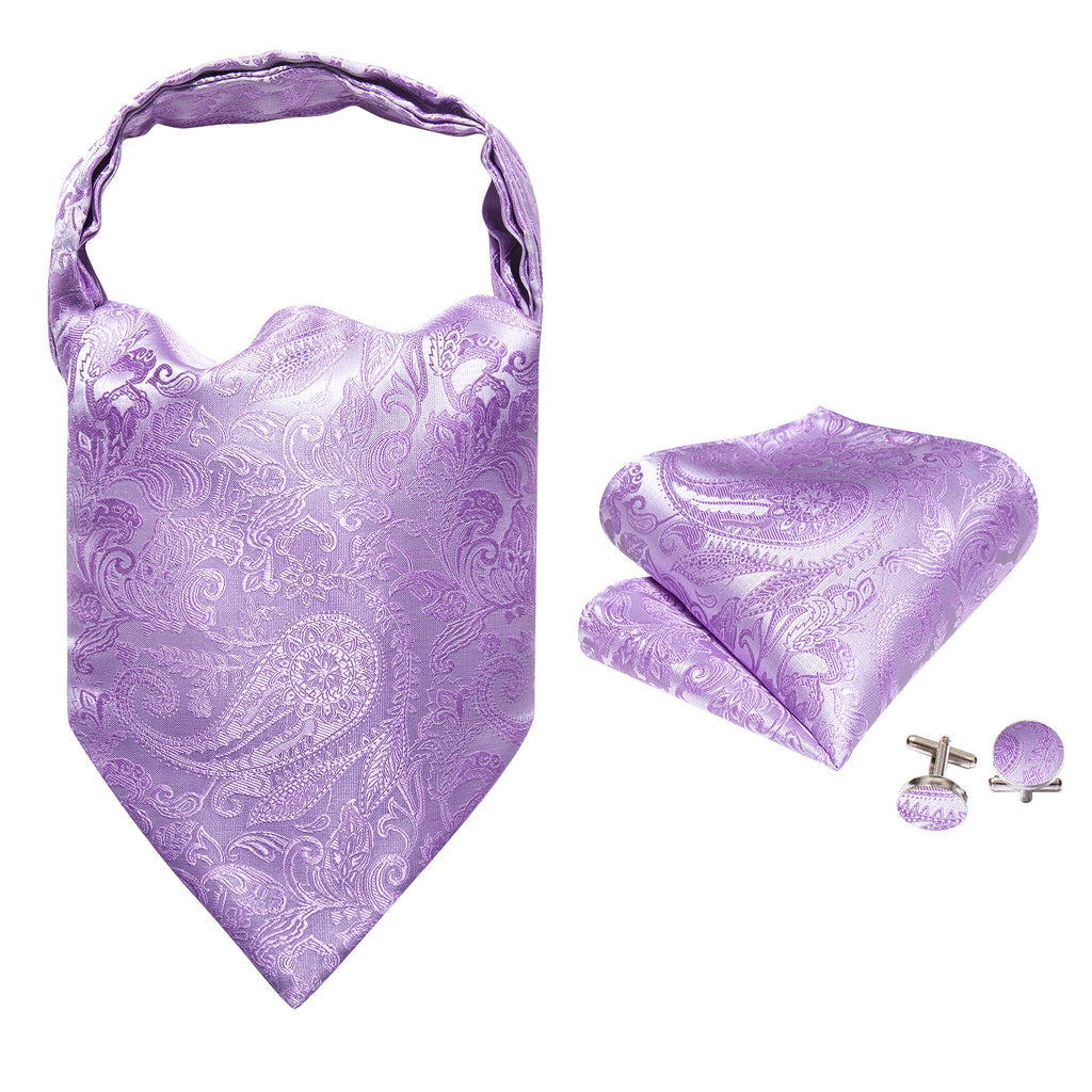 Purple Paisley Silk Ascot, Pocket Square and Cufflinks ascot - Sophisticated Gentlemen