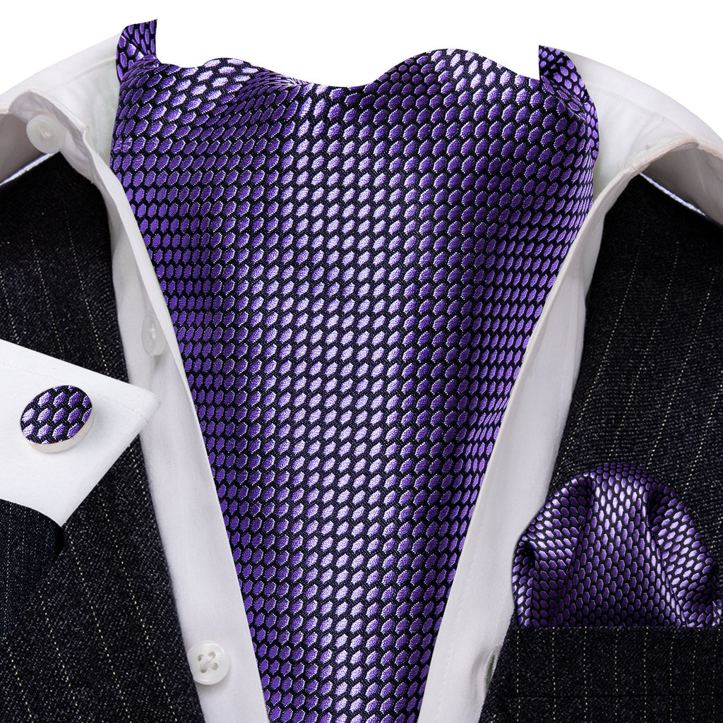 Purple Plaid Ascot, Pocket Square and Cufflinks ascot - Sophisticated Gentlemen