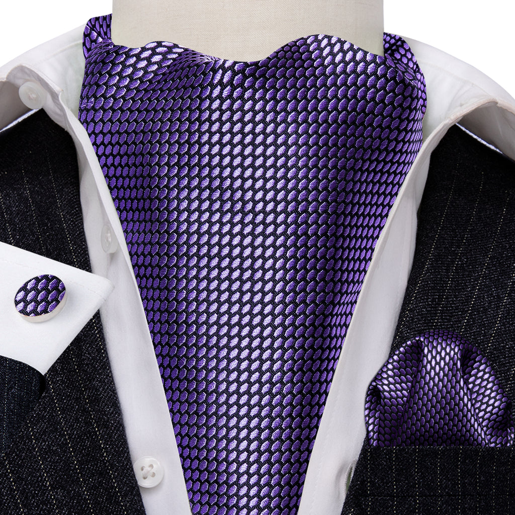 Purple Plaid Ascot, Pocket Square and Cufflinks ascot - Sophisticated Gentlemen