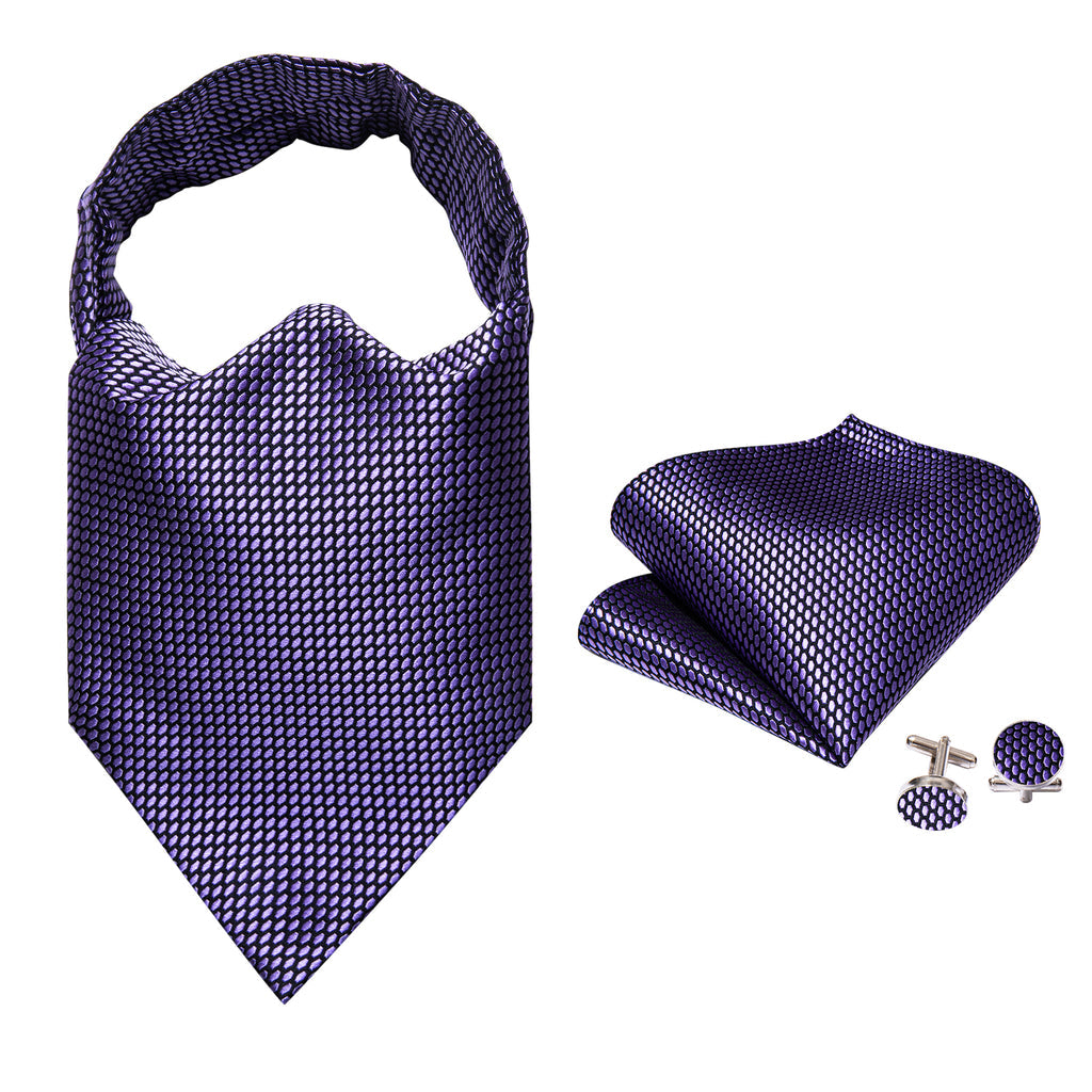 Purple Plaid Ascot, Pocket Square and Cufflinks ascot - Sophisticated Gentlemen