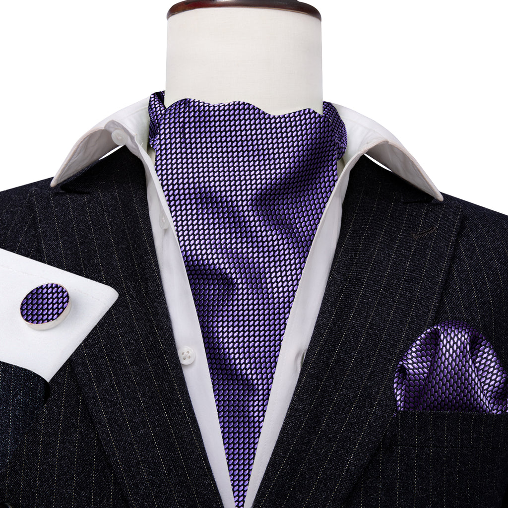 Purple Plaid Ascot, Pocket Square and Cufflinks ascot - Sophisticated Gentlemen