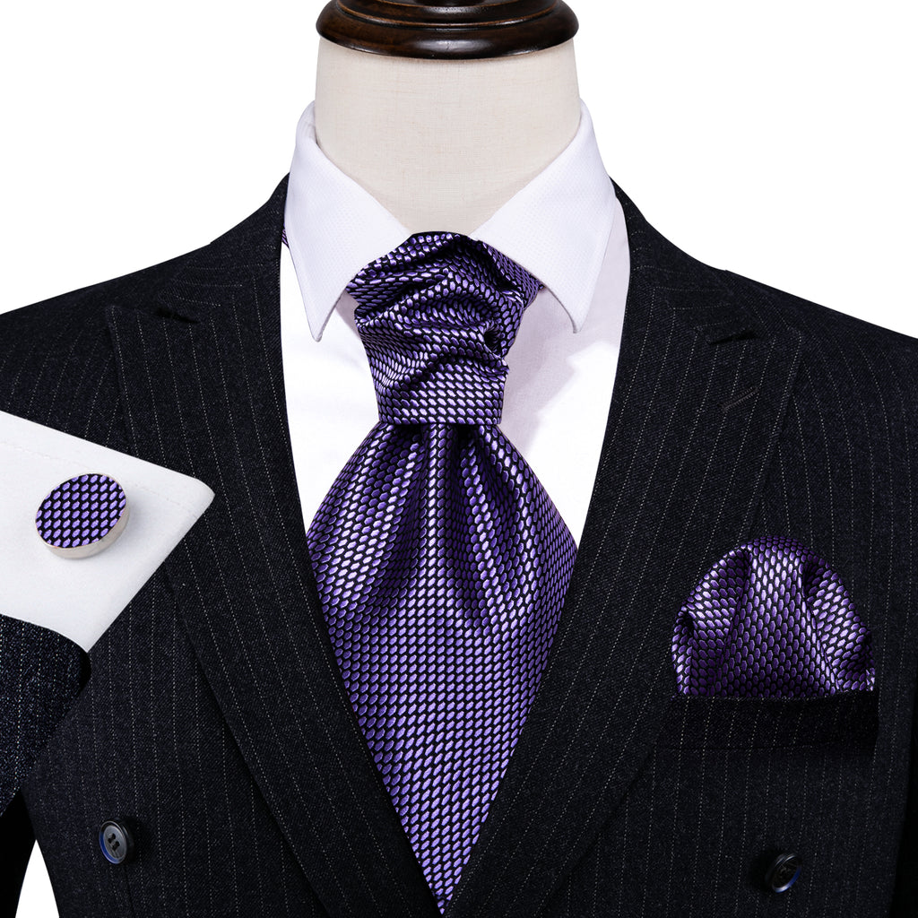 Purple Plaid Ascot, Pocket Square and Cufflinks ascot - Sophisticated Gentlemen