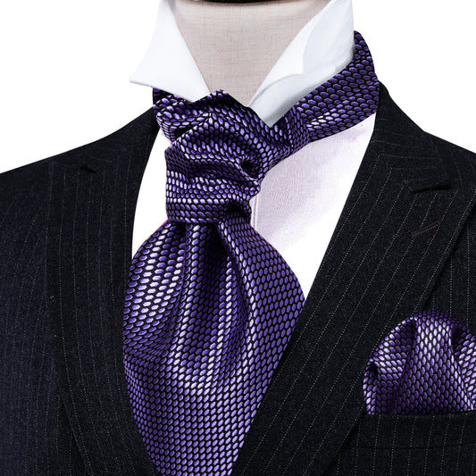 Purple Plaid Ascot, Pocket Square and Cufflinks ascot    - Sophisticated Gentlemen