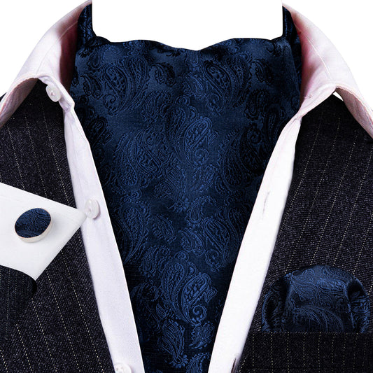 Ultra Marine Paisley Silk Ascot, Pocket Square and Cufflinks ascot    - Sophisticated Gentlemen