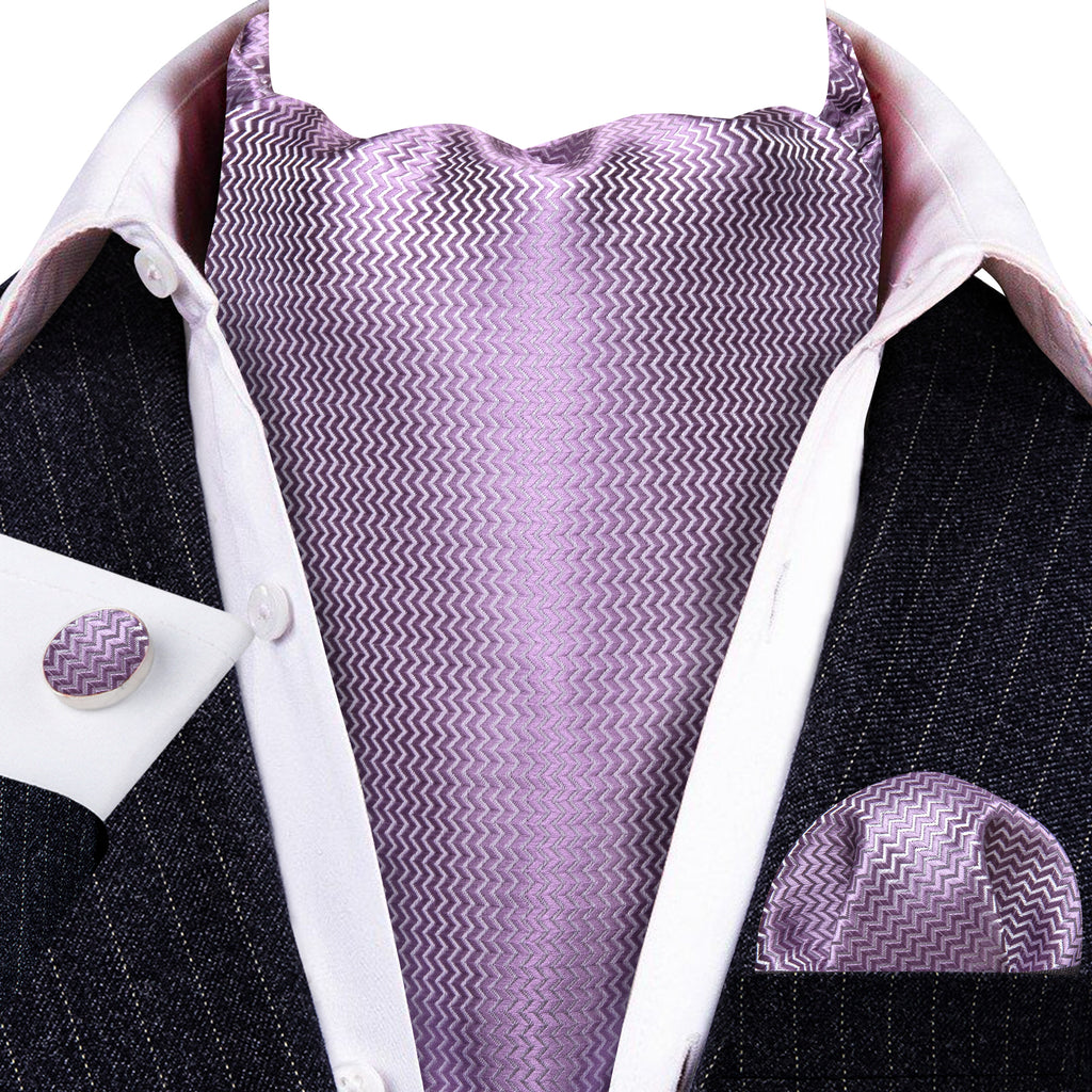 Mist Violet Solid Silk Ascot, Pocket Square and Cufflinks ascot - Sophisticated Gentlemen