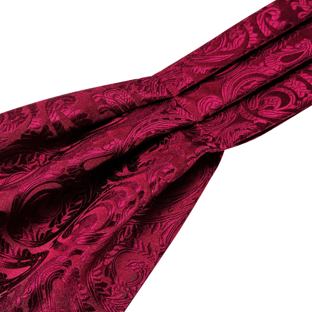 Red Paisley Silk Ascot, Pocket Square and Cufflinks ascot - Sophisticated Gentlemen