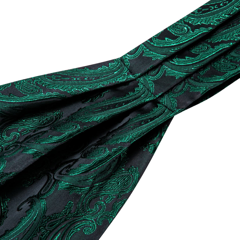 Dark Green Paisley Ascot, Pocket Square and Cufflinks ascot - Sophisticated Gentlemen