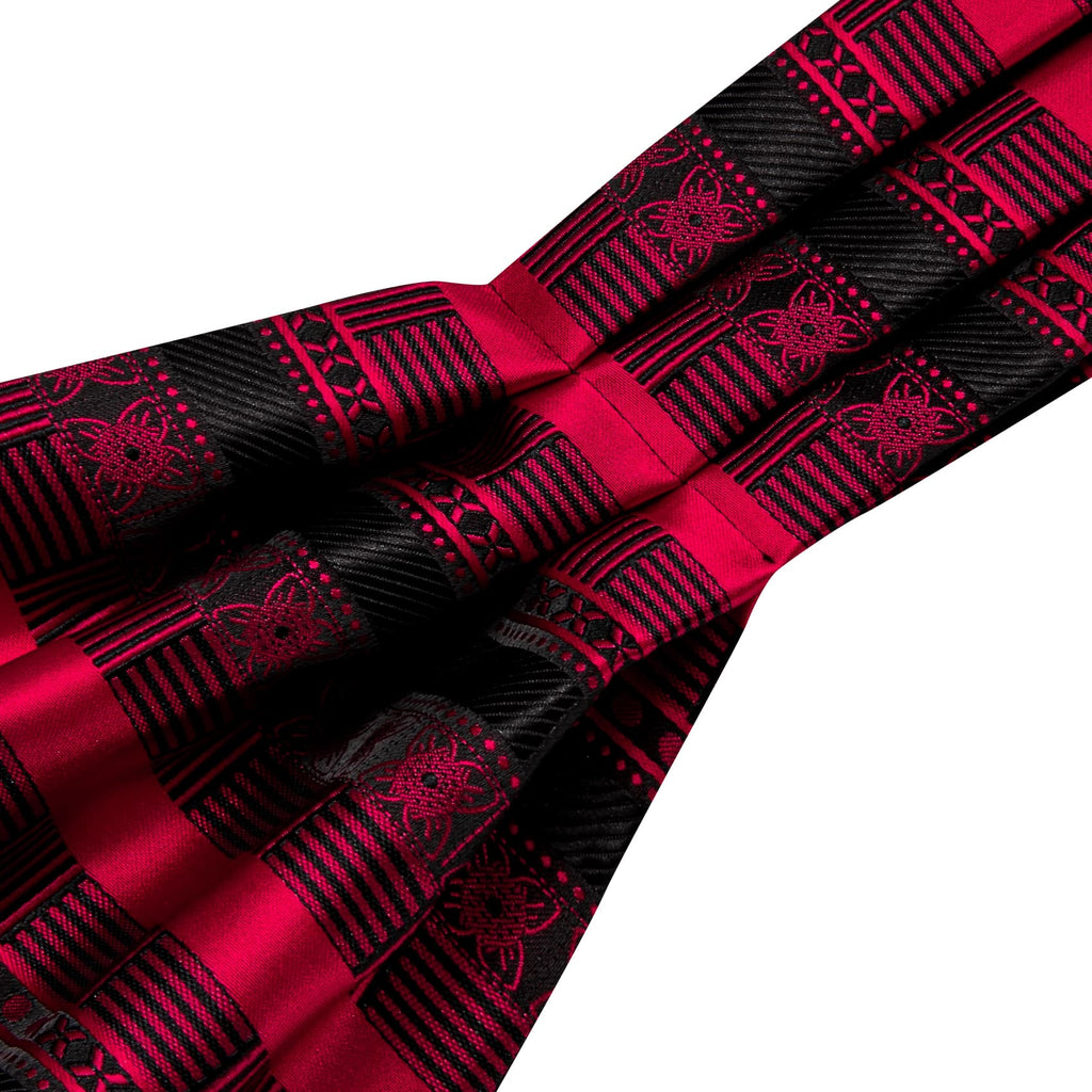 Black and Red Ascot, Pocket Square and Cufflinks ascot - Sophisticated Gentlemen