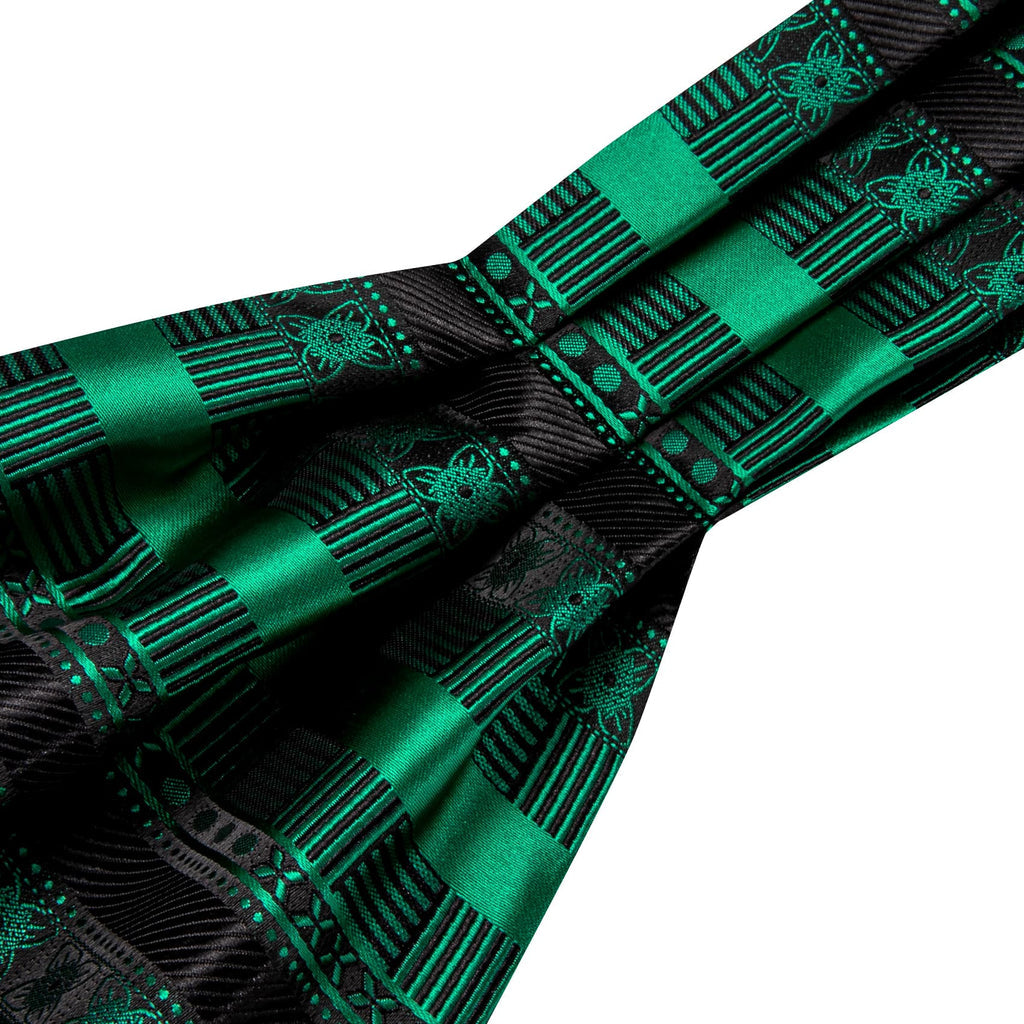 Black Emerald Green Ascot, Pocket Square and Cufflinks ascot - Sophisticated Gentlemen