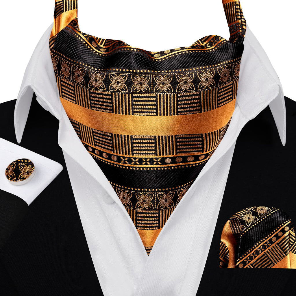 Black Gold Ascot, Pocket Square and Cufflinks ascot - Sophisticated Gentlemen