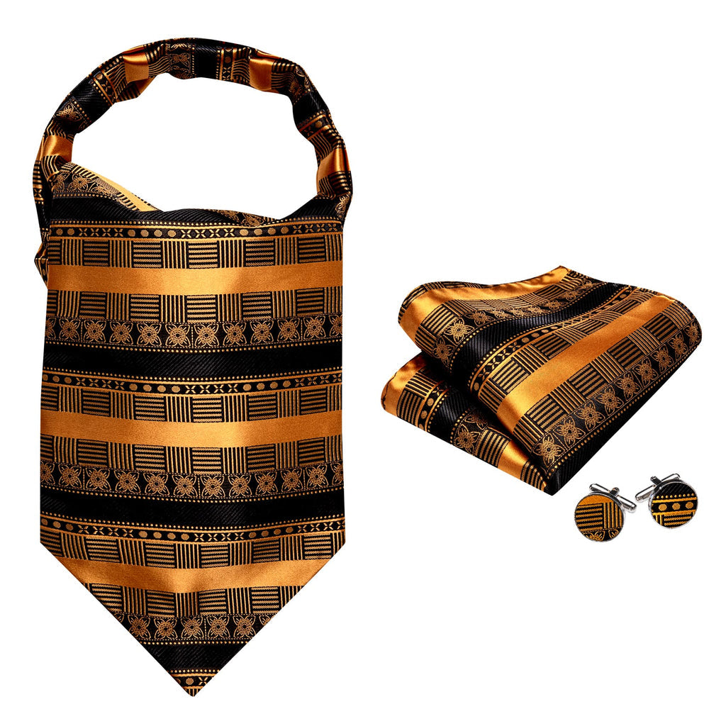 Black Gold Ascot, Pocket Square and Cufflinks ascot - Sophisticated Gentlemen