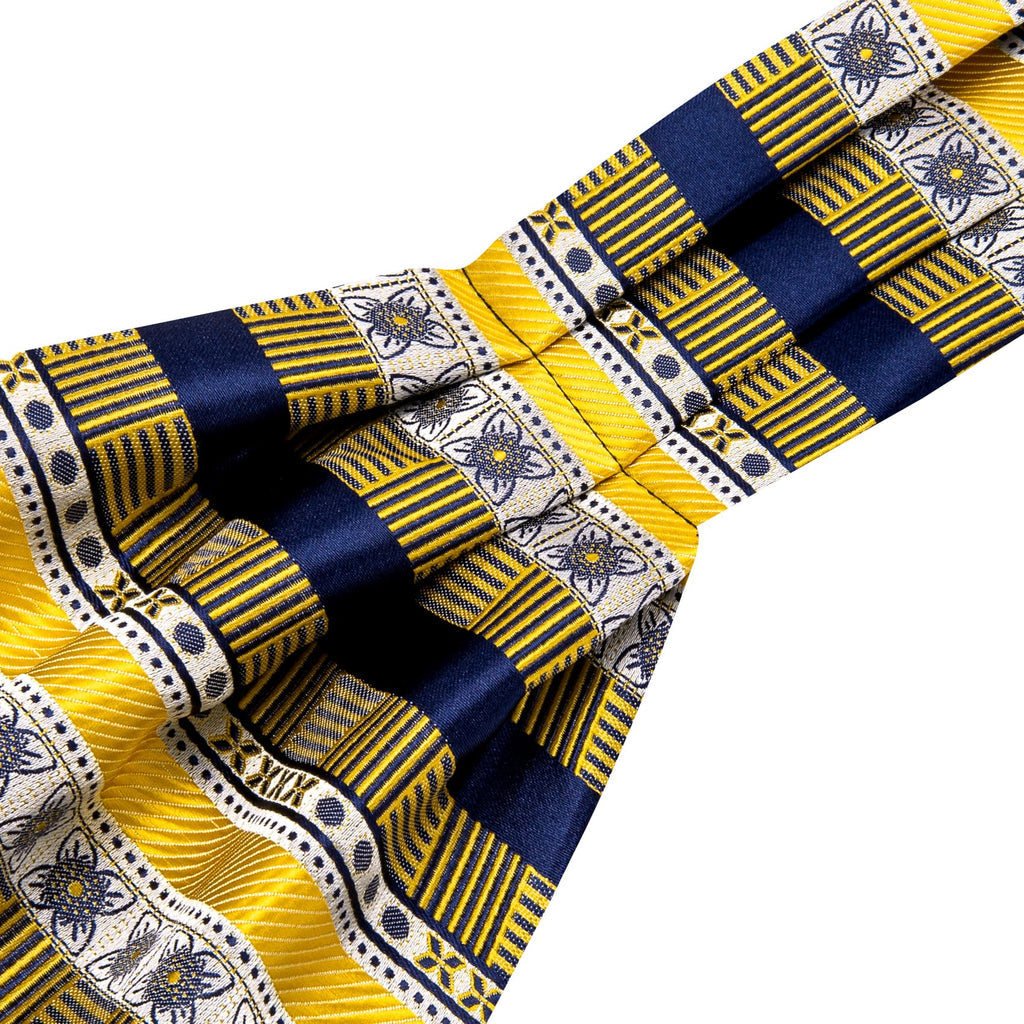Blue Yellow Ascot, Pocket Square and Cufflinks ascot - Sophisticated Gentlemen