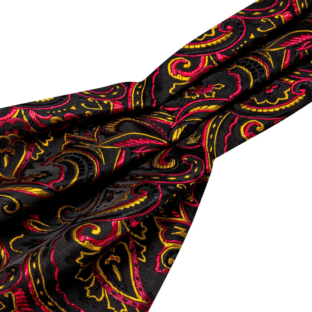 Black Pink Yellow Ascot, Pocket Square and Cufflinks ascot - Sophisticated Gentlemen