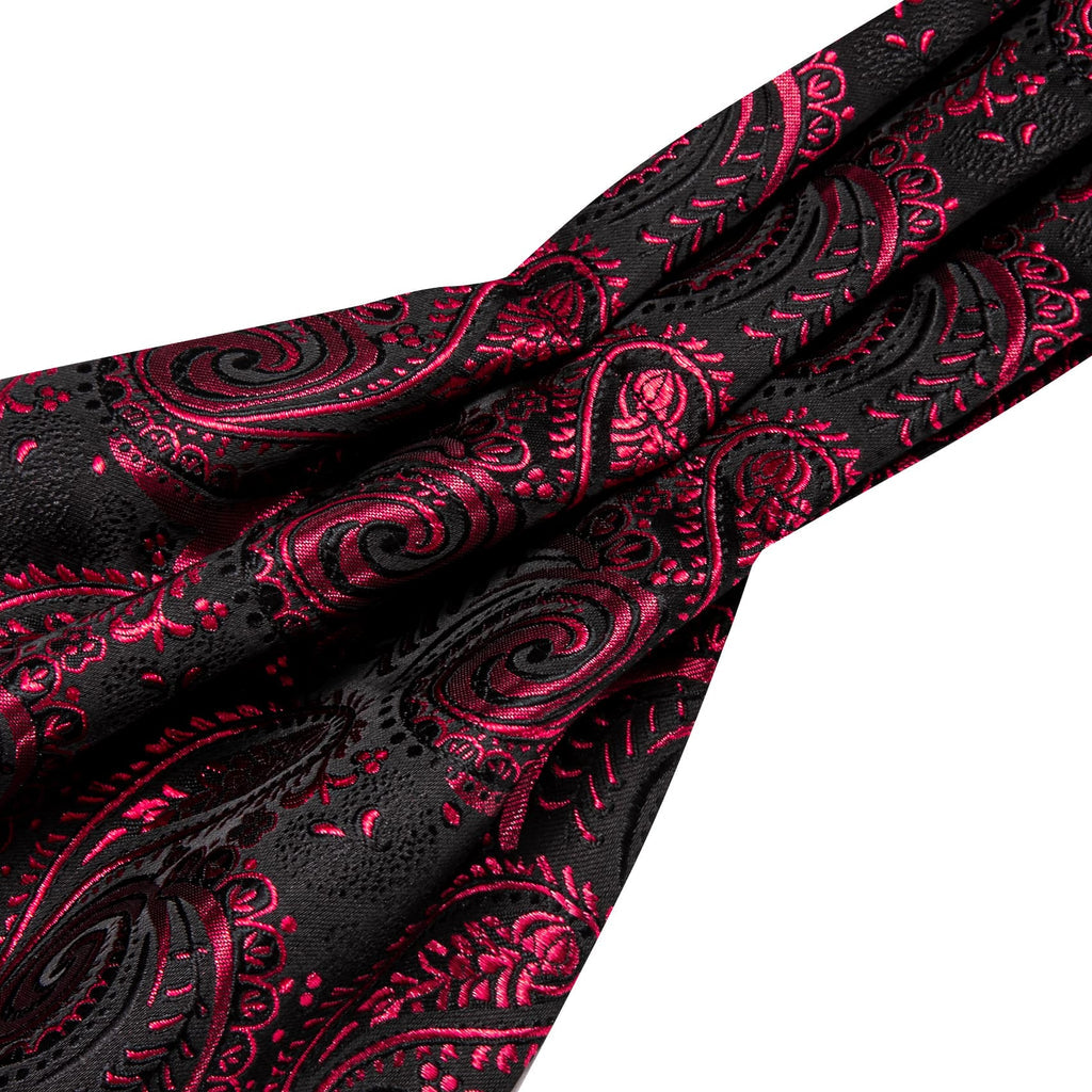 Red Black Blush Ascot, Pocket Square and Cufflinks ascot - Sophisticated Gentlemen