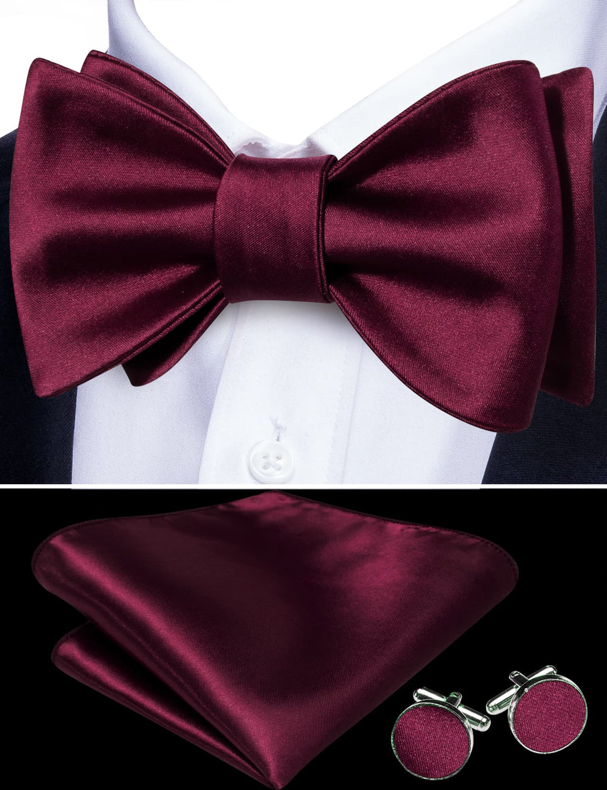 Maroon Red Bow Tie Set bow ties - Sophisticated Gentlemen