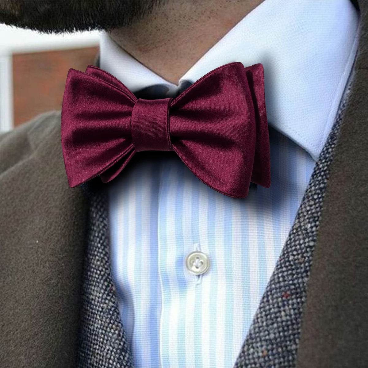 Maroon Red Bow Tie Set bow ties - Sophisticated Gentlemen