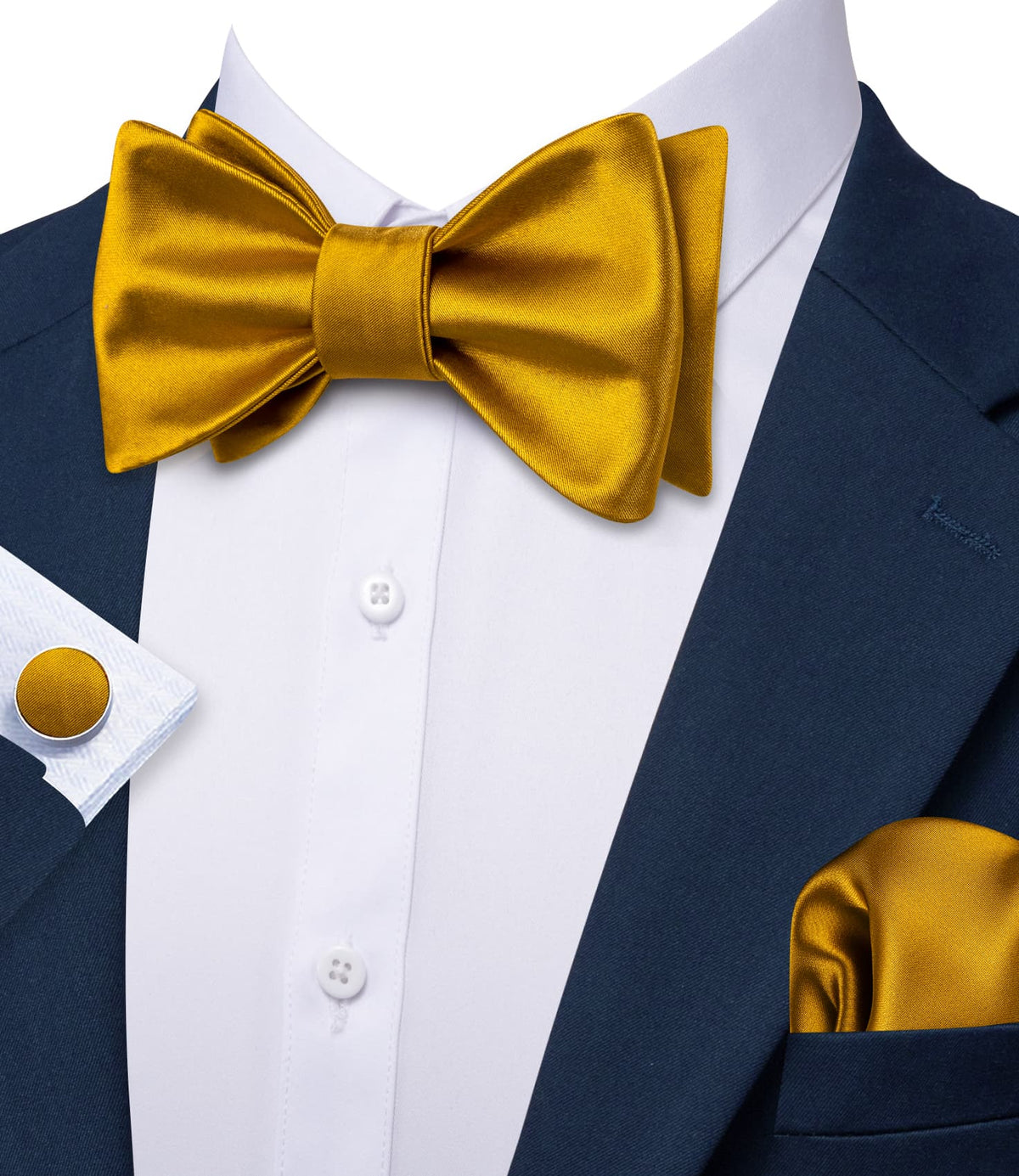 Gold Solid Bow Tie Set bow ties - Sophisticated Gentlemen