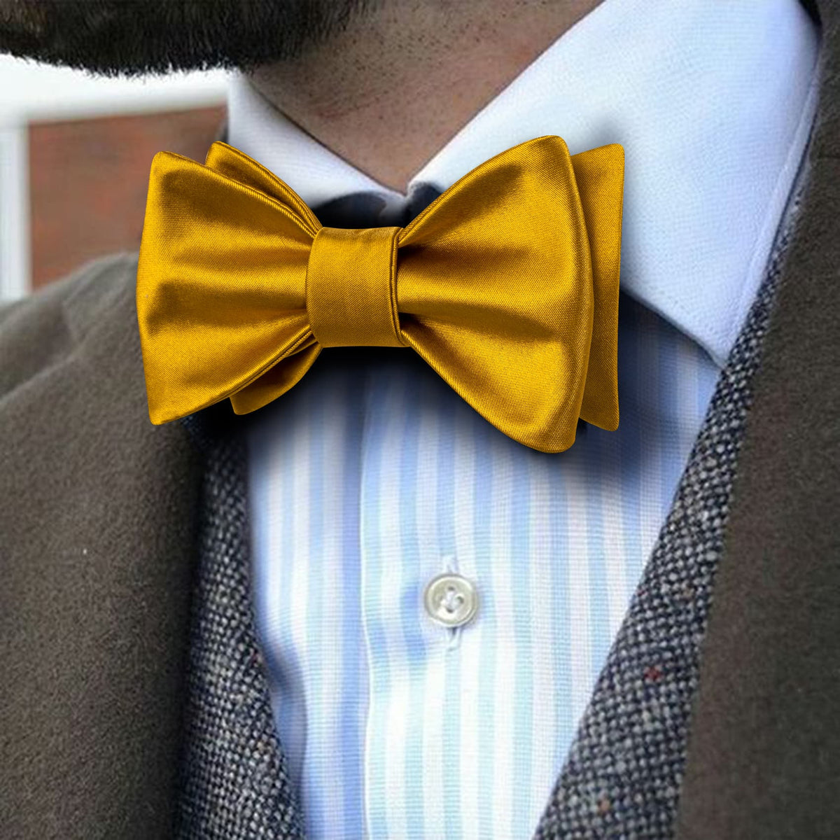 Gold Solid Bow Tie Set bow ties - Sophisticated Gentlemen
