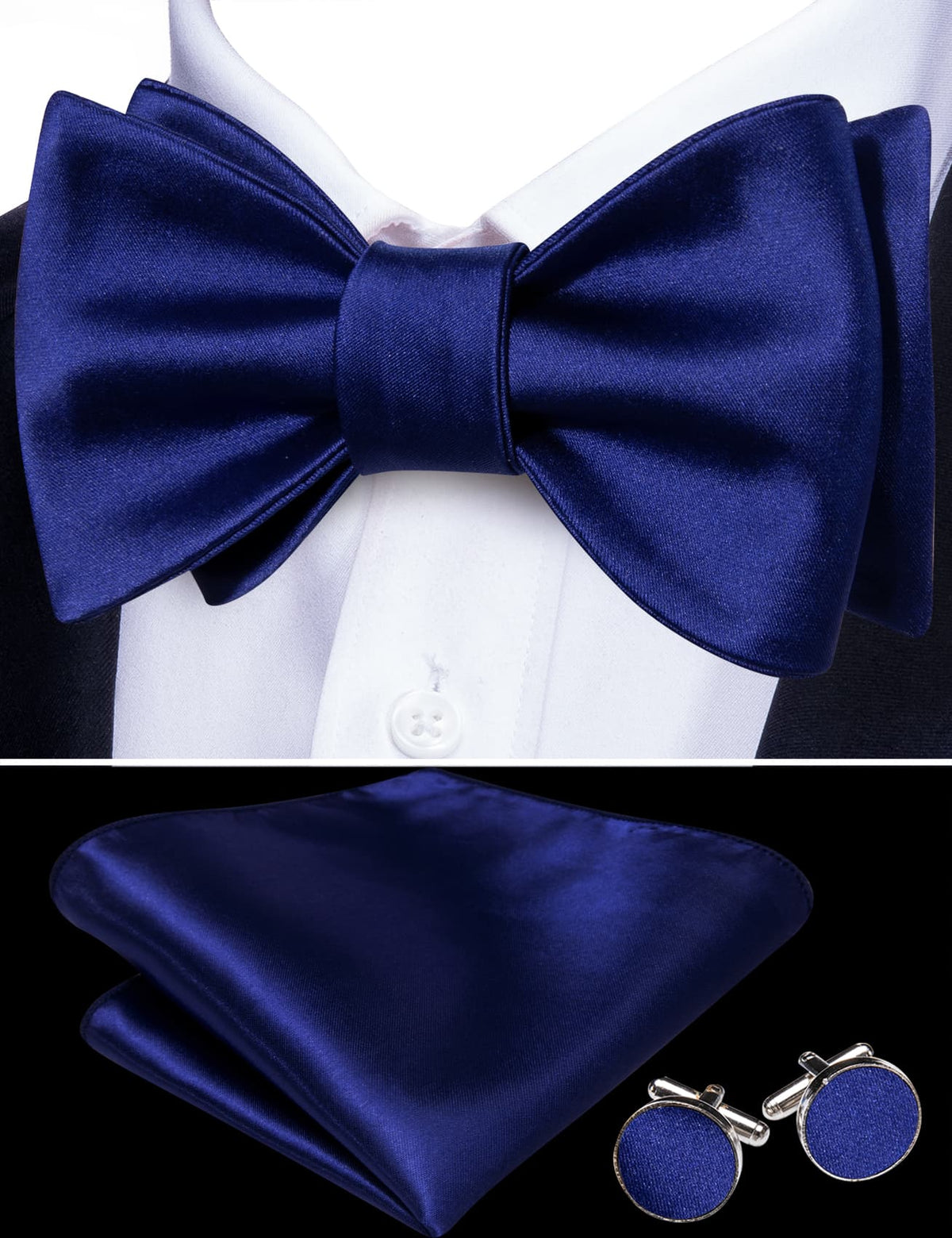 Navy Blue Bow Tie Set bow ties - Sophisticated Gentlemen