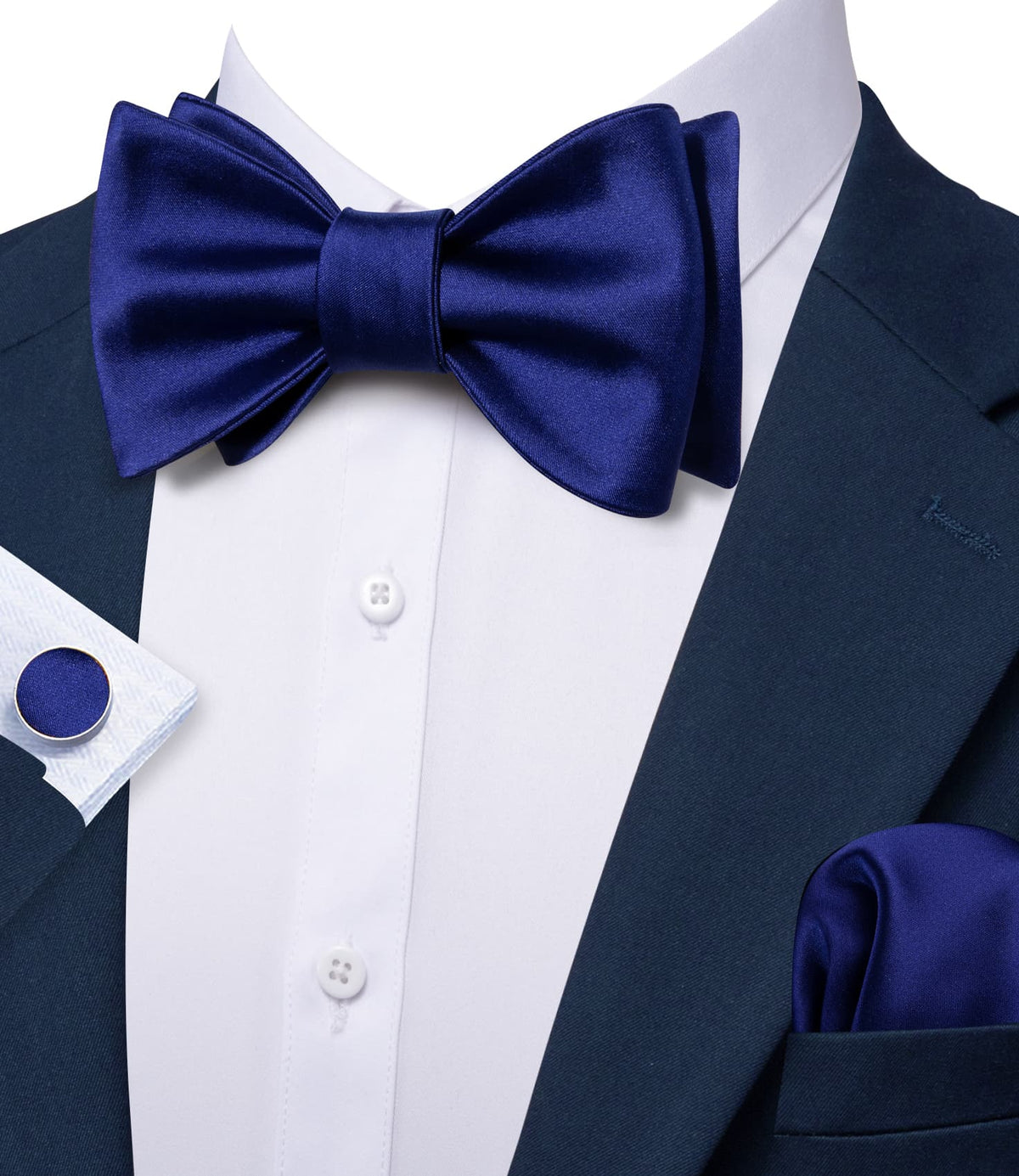 Navy Blue Bow Tie Set bow ties - Sophisticated Gentlemen