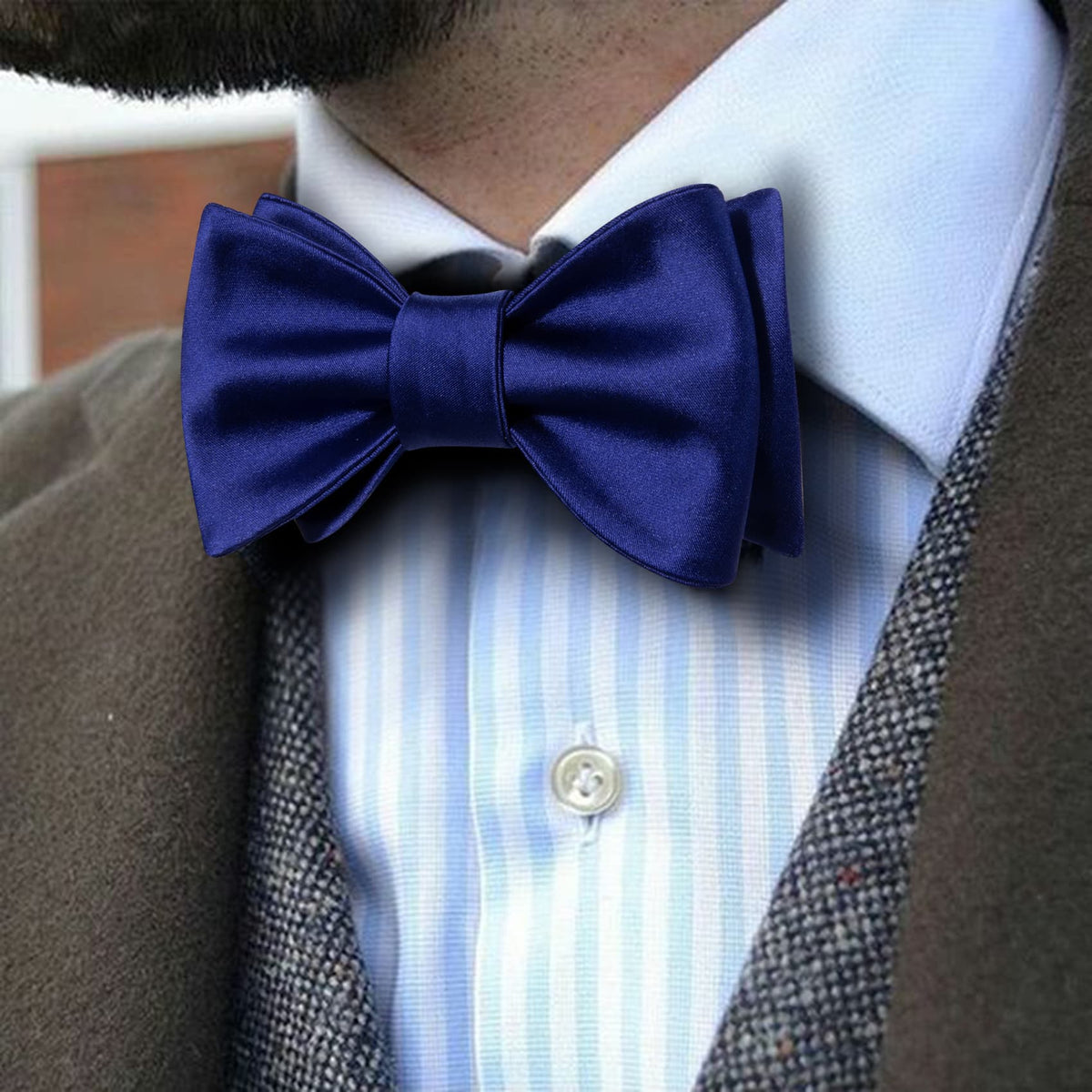 Navy Blue Bow Tie Set bow ties - Sophisticated Gentlemen