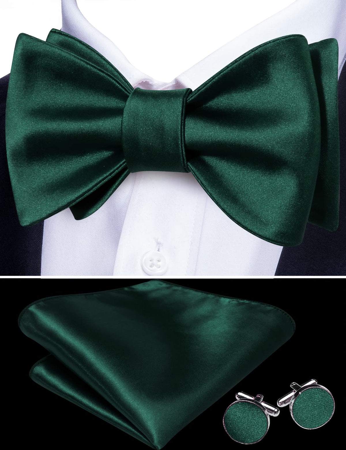 Dark Green Bow Tie Set bow ties - Sophisticated Gentlemen
