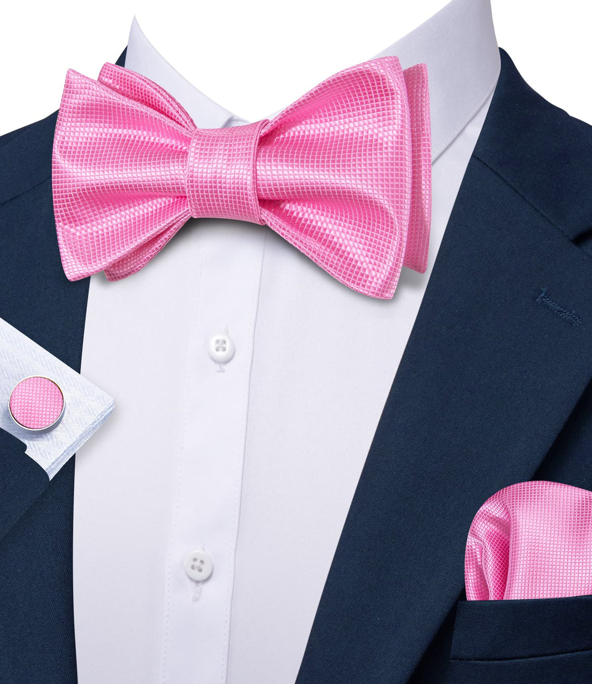 Pink Plaid Bow Tie Set bow ties - Sophisticated Gentlemen