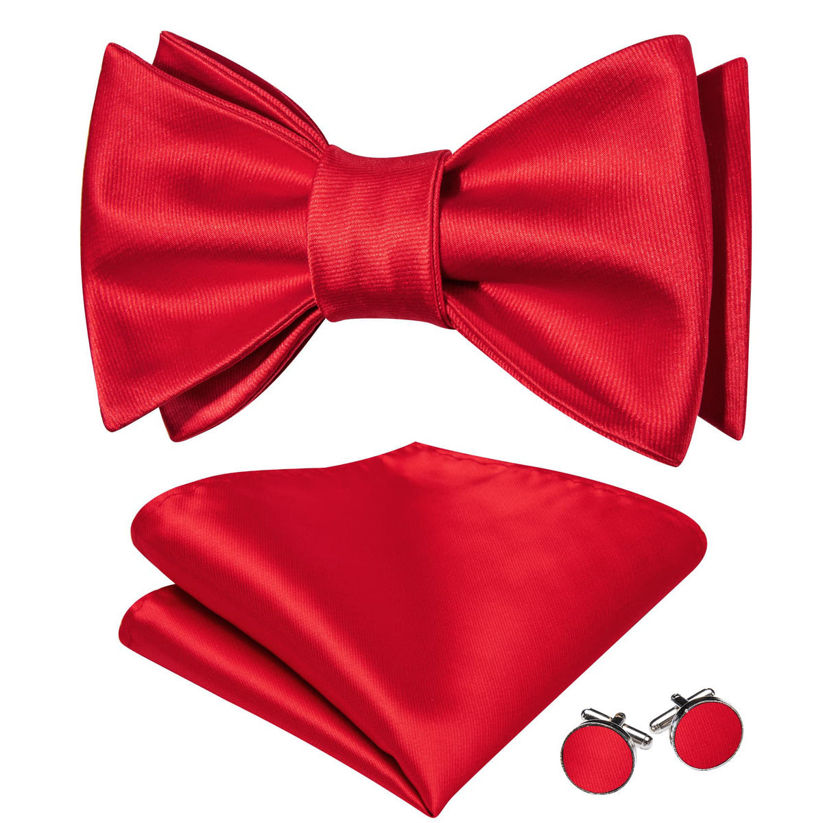 Red Solid Bow Tie Set bow ties - Sophisticated Gentlemen