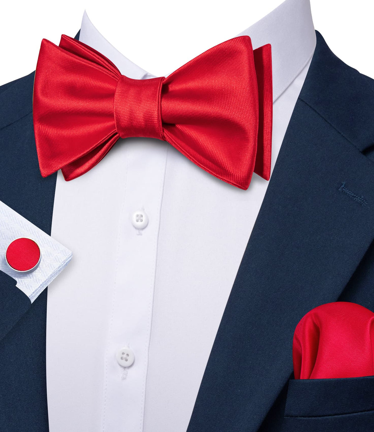 Red Solid Bow Tie Set bow ties - Sophisticated Gentlemen