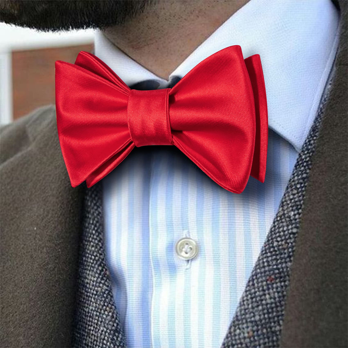 Red Solid Bow Tie Set bow ties - Sophisticated Gentlemen