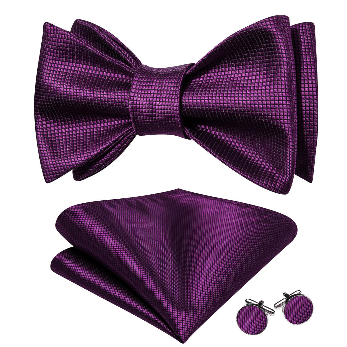 Dark Purple Plaid Formal Bow Tie Set bow ties - Sophisticated Gentlemen