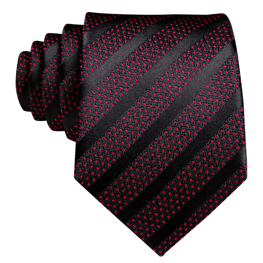 Black Red Polka Dots Tie, Pocket Square and Cufflinks Set tie sets - Sophisticated Gentlemen