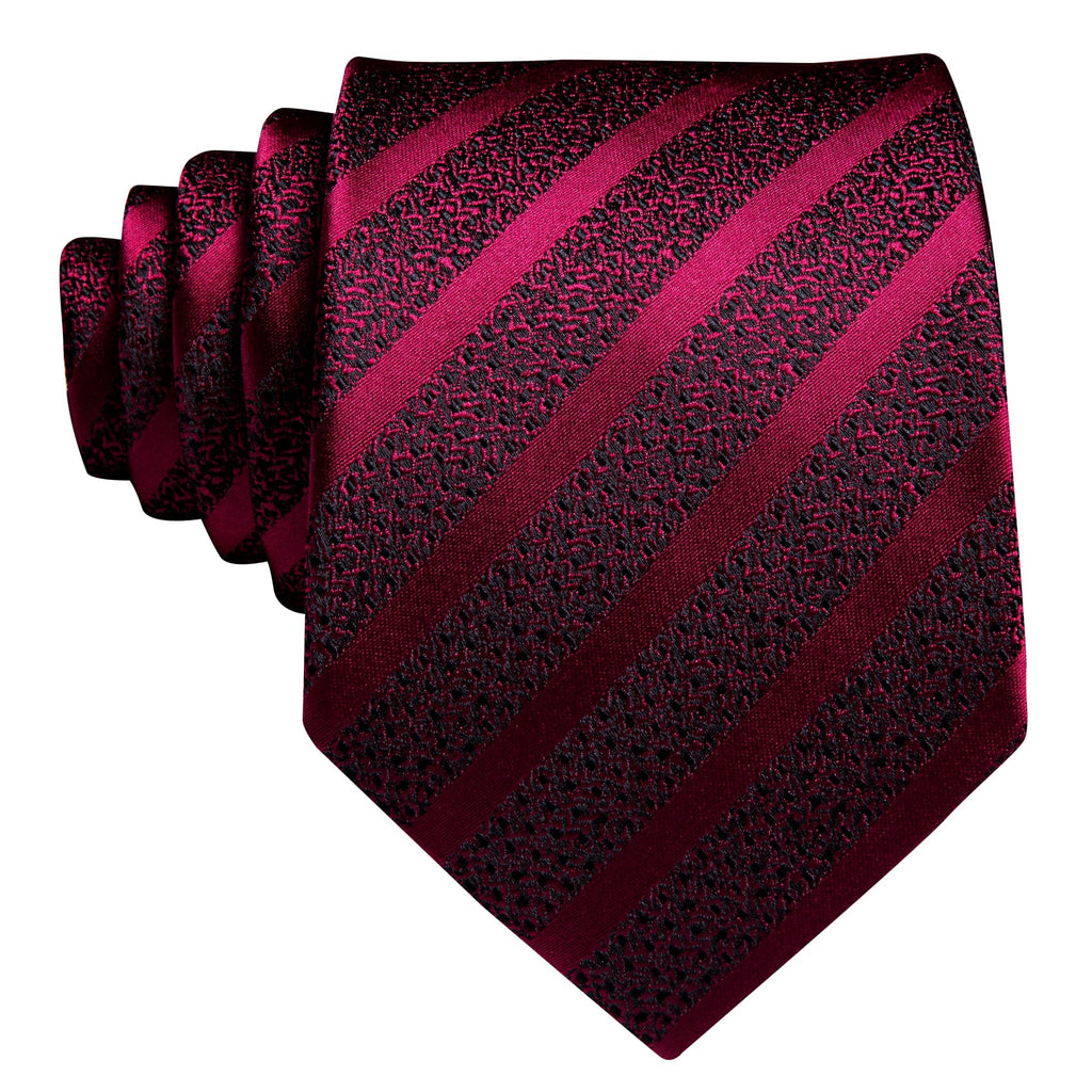 Burgundy Black Red Pattern Tie, Pocket Square and Cufflinks Set tie sets - Sophisticated Gentlemen