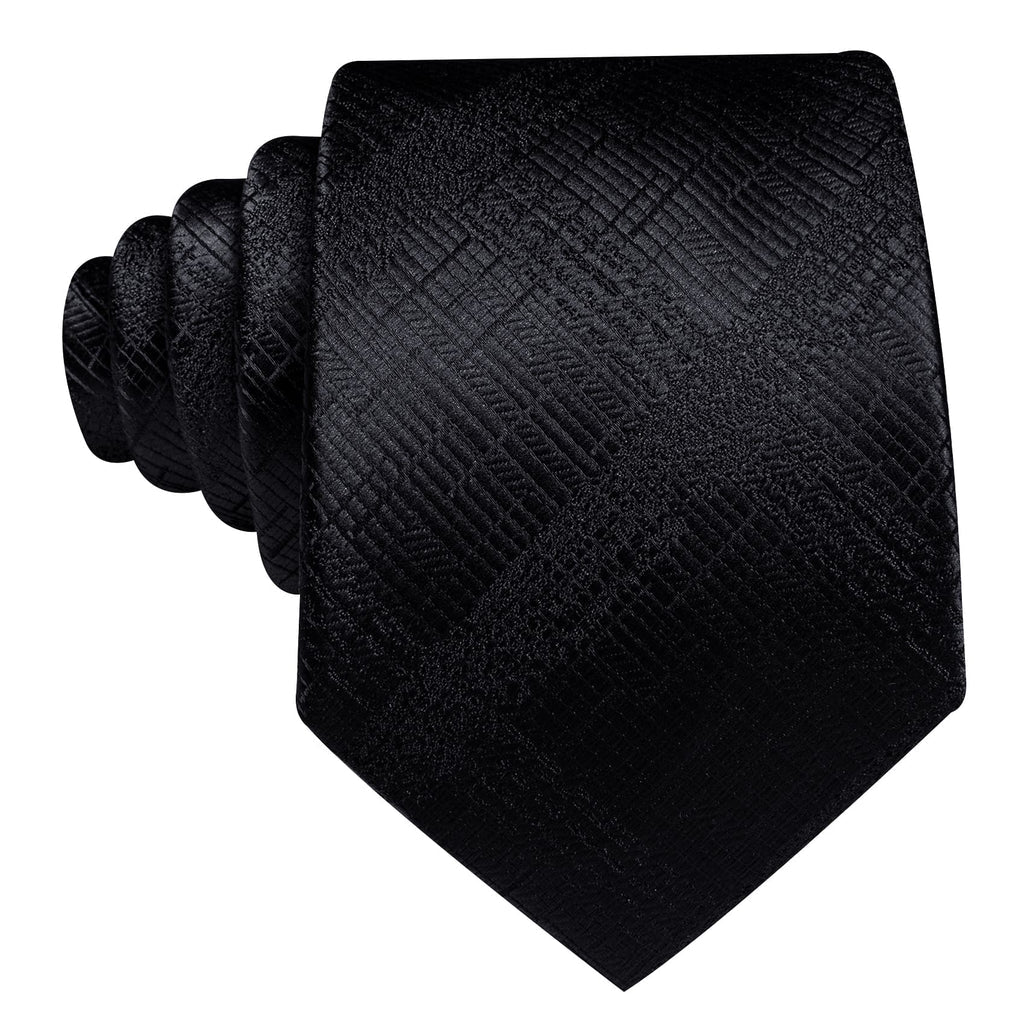 Black Embossed Jacquard Silk Tie, Pocket Square & Cufflinks Set tie sets - Sophisticated Gentlemen