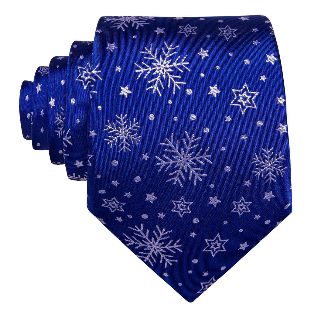 Blue White Snowflake Tie, Pocket Square and Cufflinks Set tie sets - Sophisticated Gentlemen