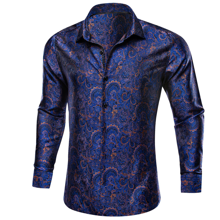 Blue Paisley Silk Dress Shirt shirt - Sophisticated Gentlemen