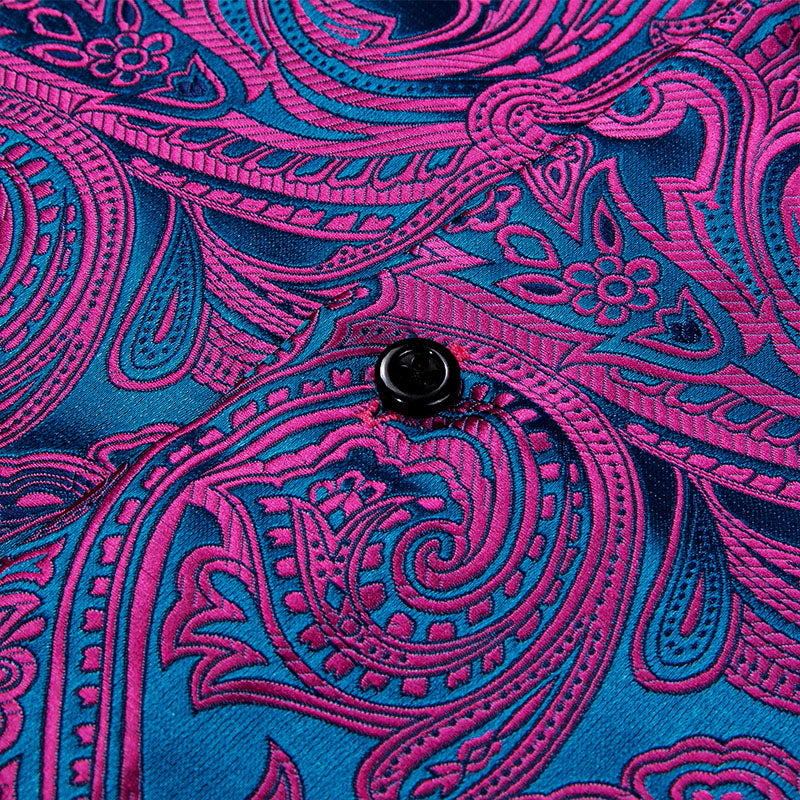 Purple and Blue Paisley Silk Dress Shirt shirt - Sophisticated Gentlemen