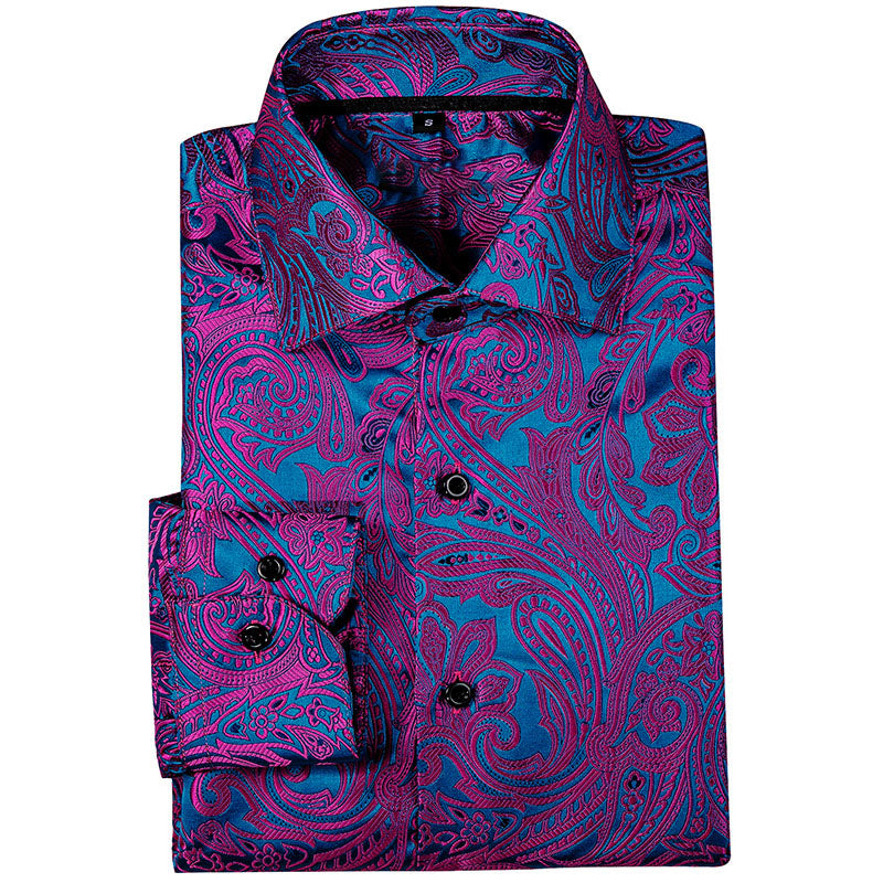 Purple and Blue Paisley Silk Dress Shirt shirt - Sophisticated Gentlemen