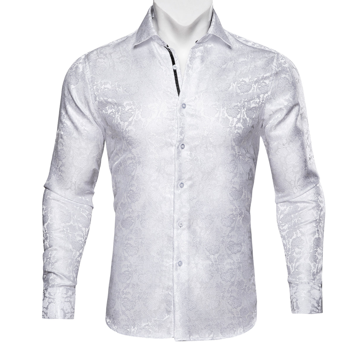 White Floral Silk Dress Shirt shirt S - Sophisticated Gentlemen