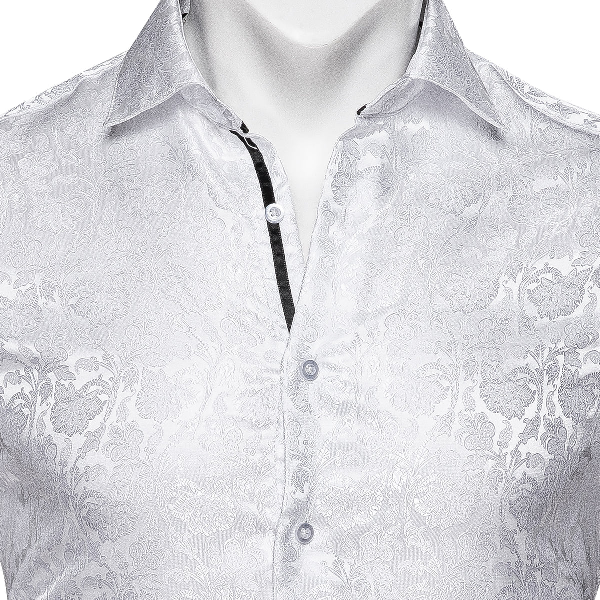 White Floral Silk Dress Shirt shirt - Sophisticated Gentlemen
