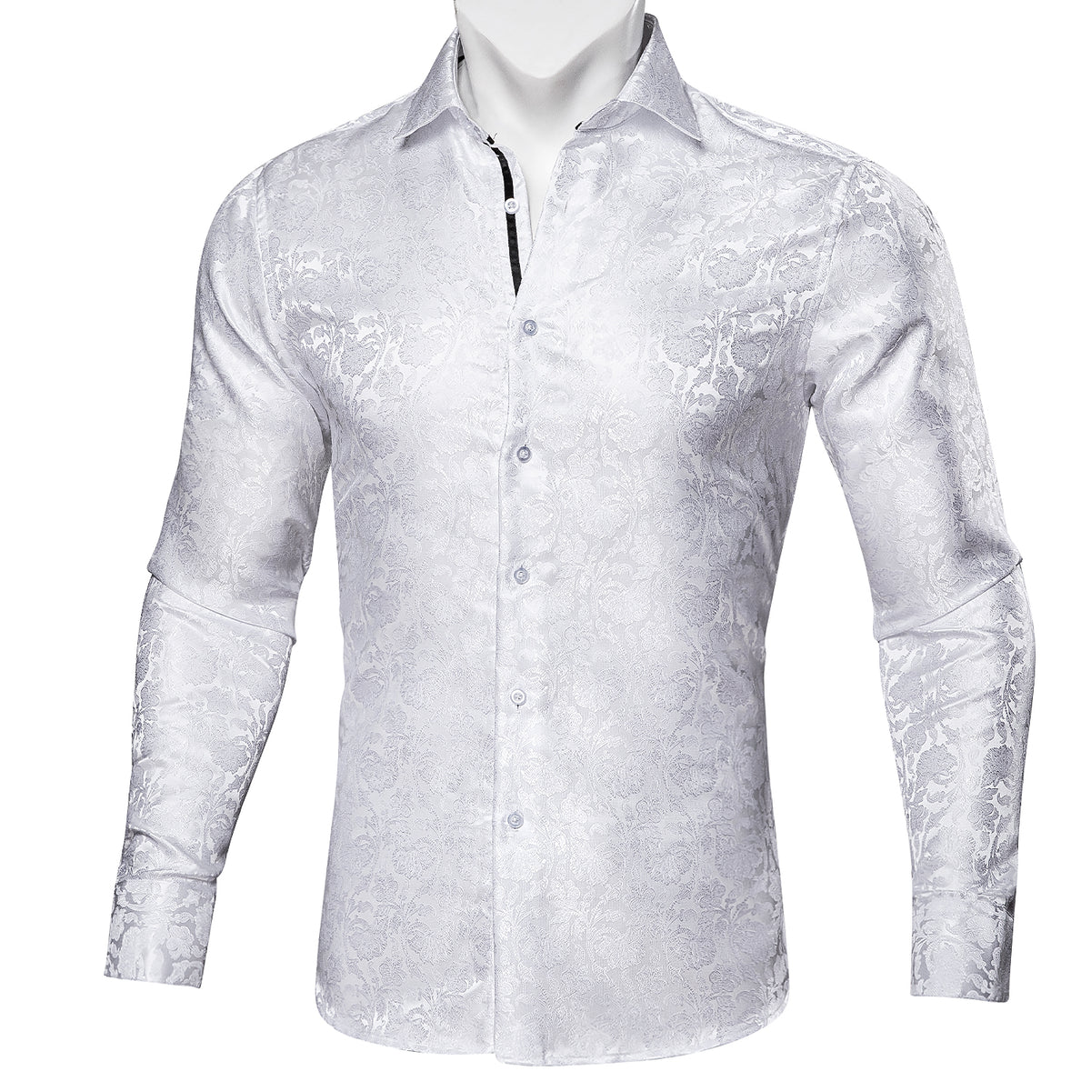 White Floral Silk Dress Shirt shirt - Sophisticated Gentlemen