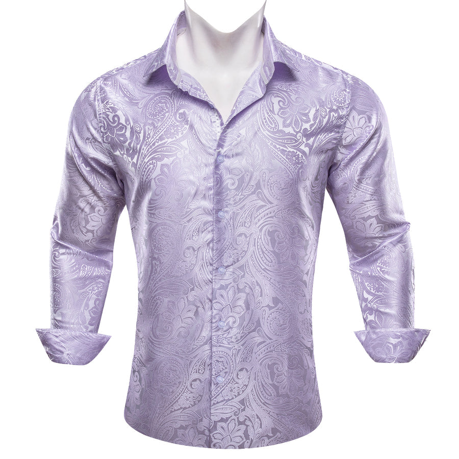 Light Purple Paisley Silk Dress Shirt shirt S - Sophisticated Gentlemen
