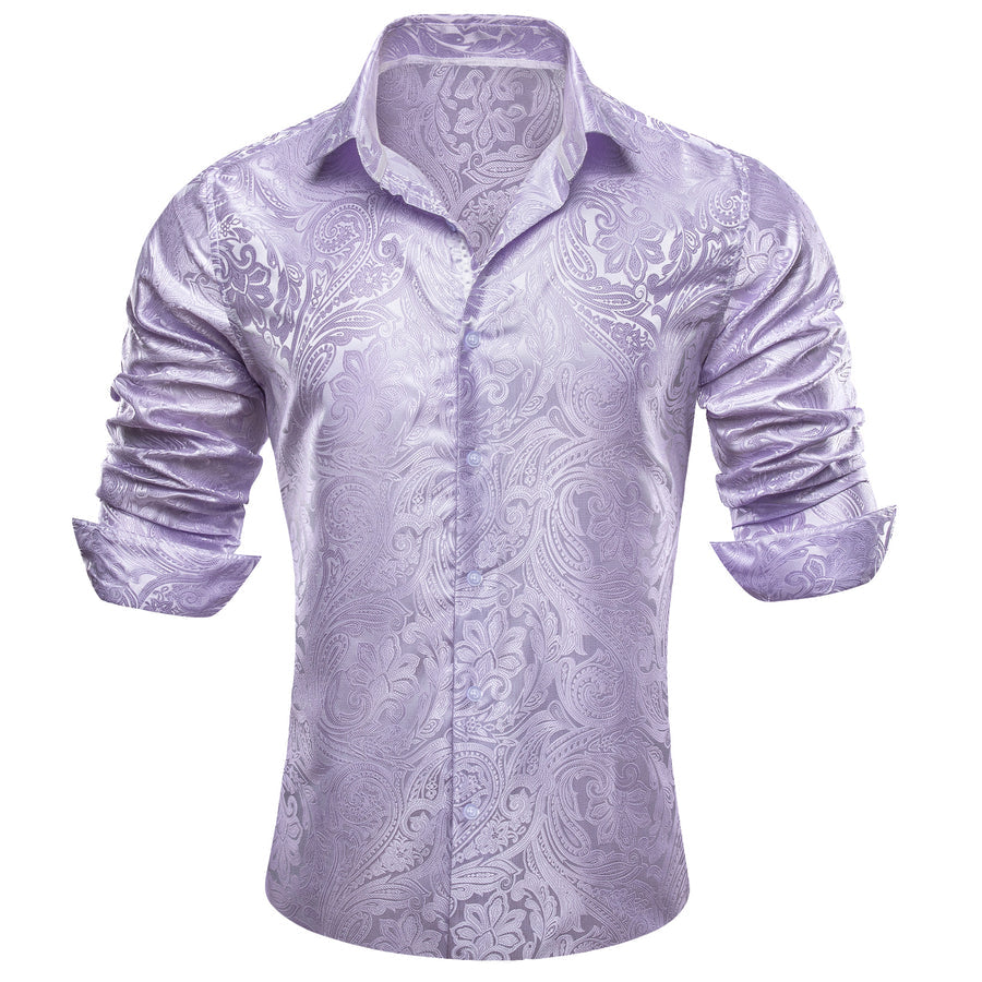 Light Purple Paisley Silk Dress Shirt shirt - Sophisticated Gentlemen
