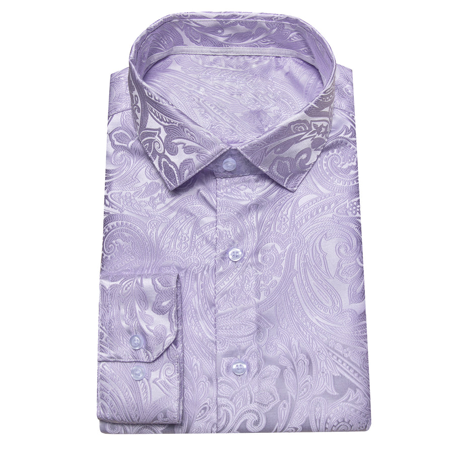 Light Purple Paisley Silk Dress Shirt shirt - Sophisticated Gentlemen