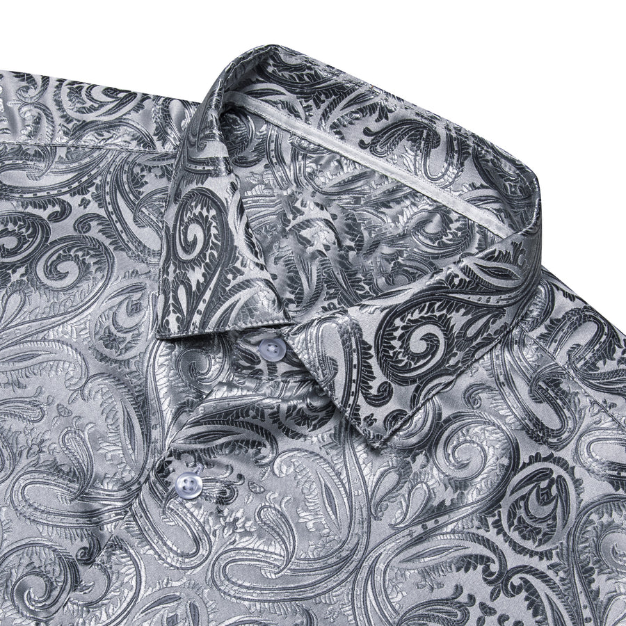Classic White Silver Silk Dress Shirt shirt - Sophisticated Gentlemen