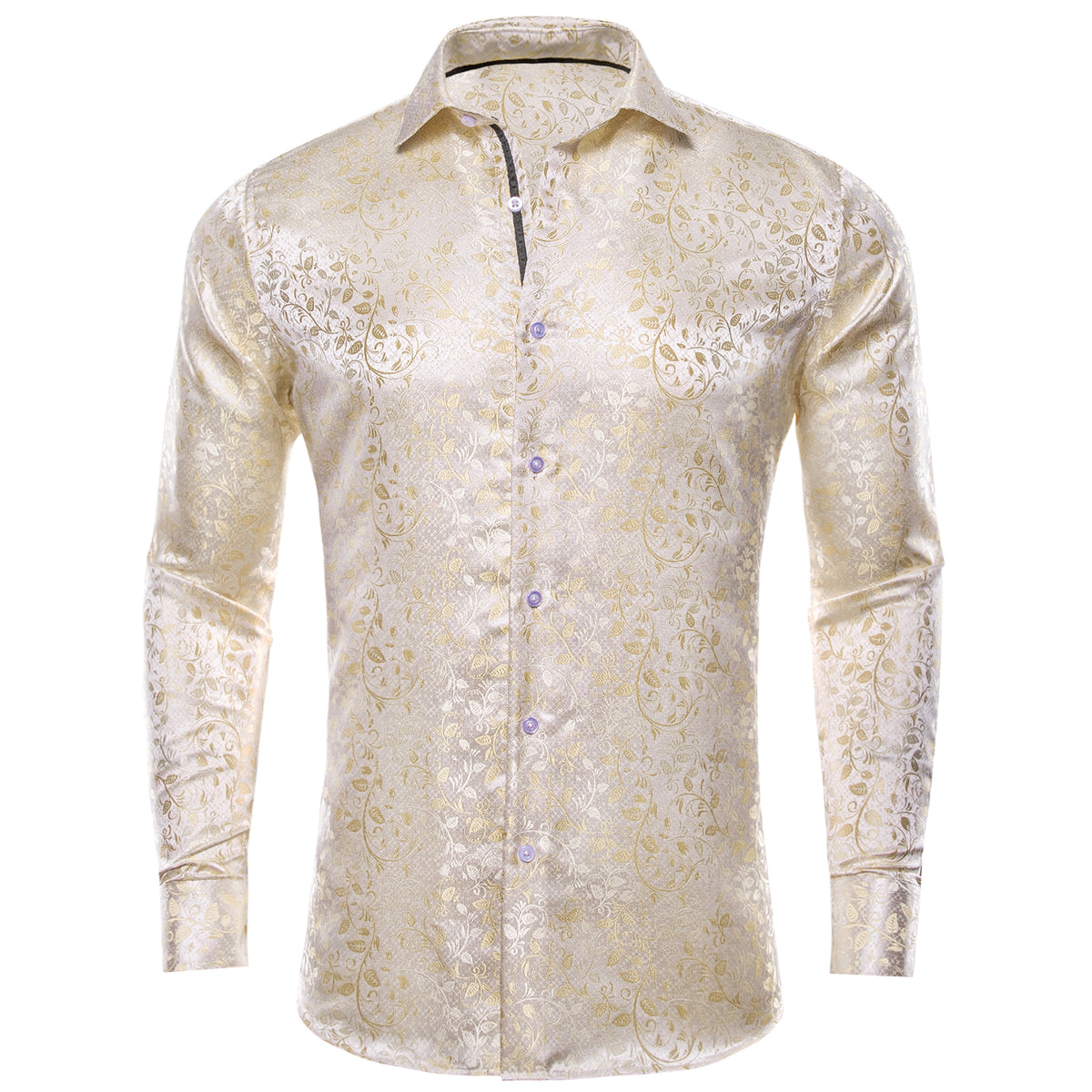 Champagne and White Floral Dress Shirt shirt S - Sophisticated Gentlemen