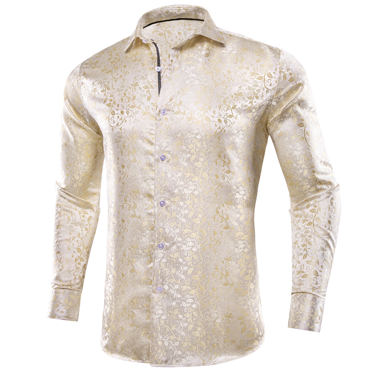 Champagne and White Floral Dress Shirt shirt - Sophisticated Gentlemen